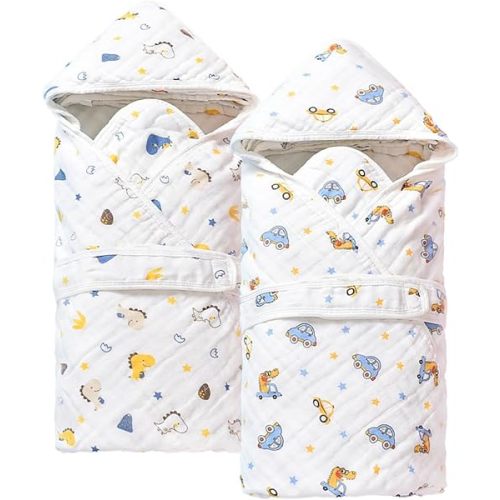 2 Pack Hooded Baby Bath Towels,Large 32"x 32",Cotton Baby Bath Towel with Hood for Infant Toddler and Kids, Soft and Absorbent,Unisex Baby Bath Essentials. (Cars/Dinosaurs)