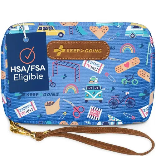 KeepGoing Travel First Aid Kit for Kids – 130 Pc. for Car, Home, Purse, Diaper Bag & Backpack with Latex-Free Bandages - Mini First Aid Kit Travel Size TSA-Approved