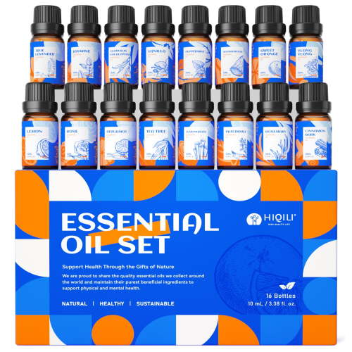 HIQILI New Essential Oils Set,16PCS*10ML Pure Plant Oil for Gifts Diffuser Humidifier Massage Skin