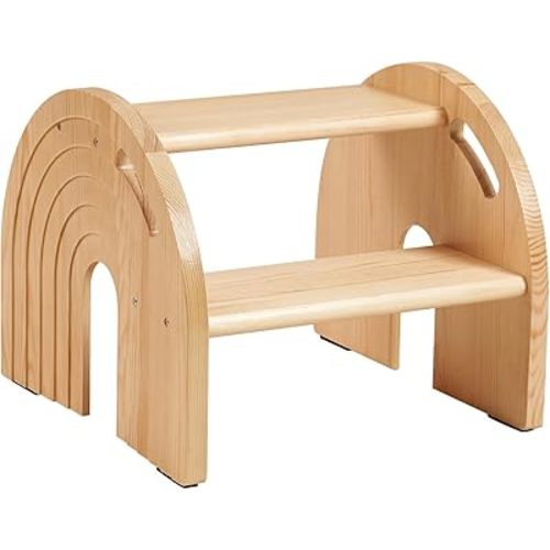 Wooden 2 Toddler Step Stool for Kids Portable Wooden Kids Step Stool with Handles for Bathroom Kitchen Toilet Potty Training