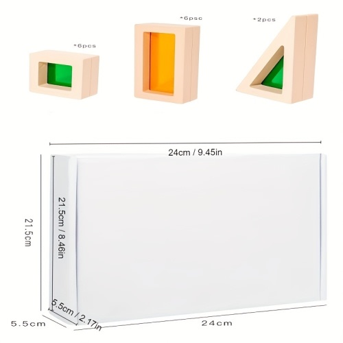 Wooden Rainbow Building Blocks, Acrylic Transparent Building Blocks, Educational Early Education Toys