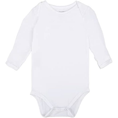 GUISBY Unisex Baby Rayon of Bamboo Snap Bodysuits, Long Sleeve with Mittens Cuffs Bodysuit
