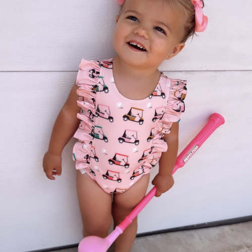 Pink Golf Cart / Monaco Swimsuit / UPF 50+