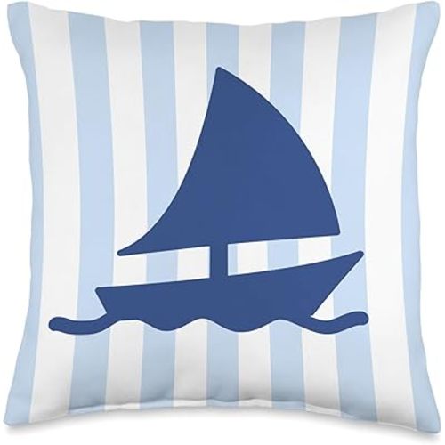 Nautical Sailboat Baby Boy Nursery Throw Pillow