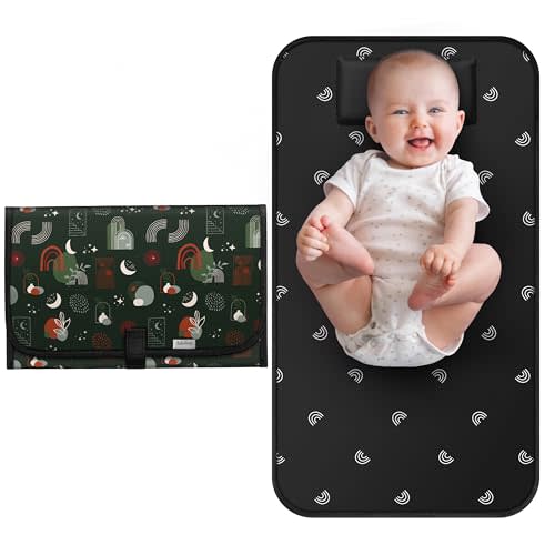 Babebay Waterproof Portable Diaper Changing Pad, Foldable Travel Changing Mat for Baby Girl Boy, Lightweight Travel Changing Station, Boho Geometric Pattern