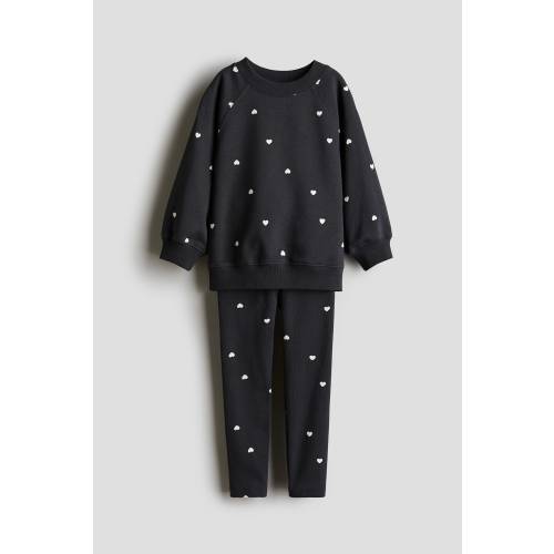 2-PIECE SWEATSHIRT AND LEGGINGS SET, Dark Gray/Hearts - size 2T (1.5-2Y)