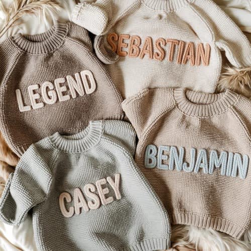 Custom Baby Sweater, Hand Embroidered Name Sweater Baby Girl or Boy, Baby Shower Gift, Cute Baby Girls Sweater With Name 6