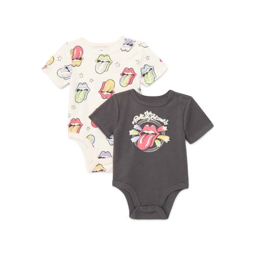 Rolling Stones Baby Boys or Girls Print Bodysuit, 2-Pack, Sizes 0/3M-24M