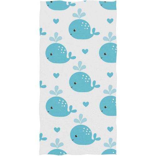 senya Cute Blue Whales Hand Towel Ultra Soft Luxury Towels for Bathroom 30"x15"