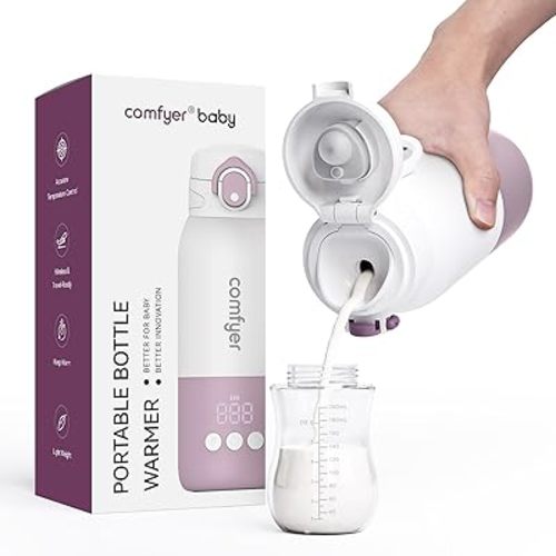 Portable Milk Warmer for Travel, Portable Bottle Warmer with Fast Heating & Long Battery Life, Instant Breast Milk, Formula or Water Warmer with 12 Ounces Big Capacity, Baby Flask for Vehicle