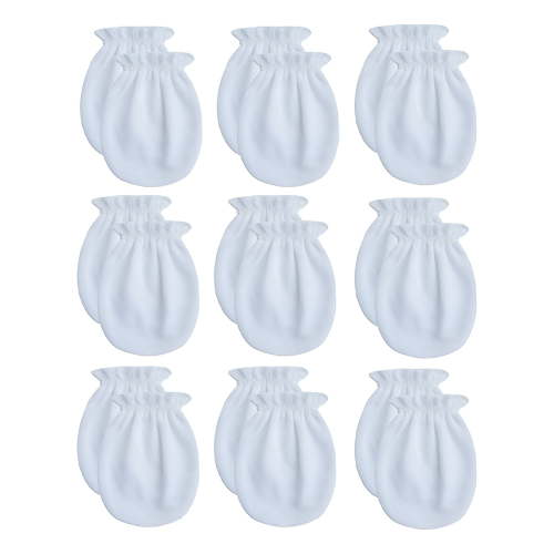 TELOLY Newborn Kid Cotton Gloves No Scratch Mittens For 0-6 Months Boys Girls (9-pairs/White)