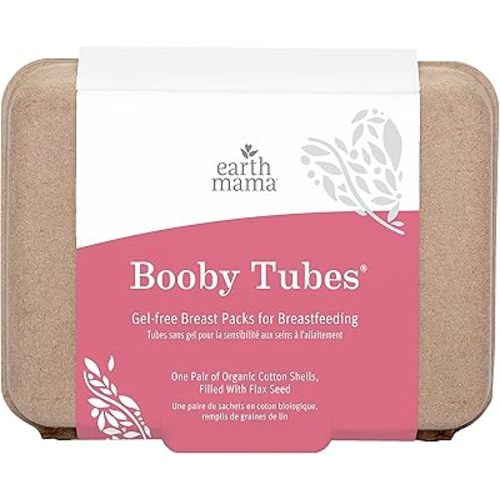 Earth Mama Booby Tubes | Gel-Free Hot & Cold Compress Nursing Packs for Breastfeeding & Tender Breasts, 4.2-Ounce