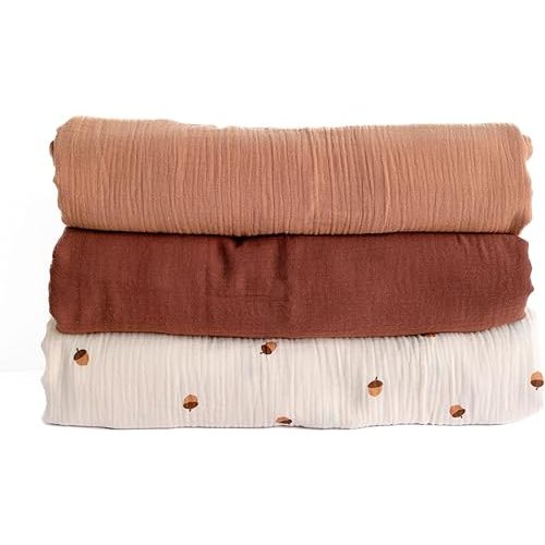 Busy Bee Muslin Swaddle Blankets for Baby Boys and Girls, 3-Pack, Breathable and Hypoallergenic, Receiving Blankets, Perfect for Babies, Swaddle Wrap, Baby Essentials, Registry & Gift, 47 x 47 inches