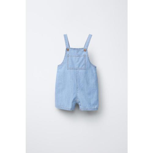 FLOWY DENIM OVERALL SHORTS - Light blue | ZARA United States