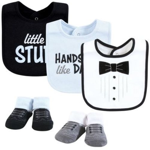 Hudson Baby Infant Boy Cotton Bib And Sock Set, Black Bow Tie, One Size