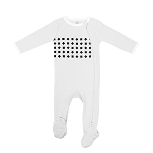 Nanit Breathing Wear Baby Pajamas – 100% Cotton, Double Zipper, Footed PJs with Mitten Cuffs - Works with Nanit Pro Baby Monitor to Track Breathing Motion Sensor-Free, Size Newborn, Pebble Grey