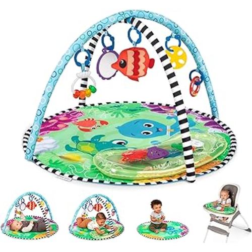 Baby Einstein Sea Floor Explorers 2-in-1 Water Mat, Portable Tummy Time, Activity Play Gym, Sensory Toys, Ages Newborn and Up