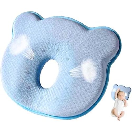 2025 New Upgrade Donut Soft and Cozy Pillow Prеvents FΙat hеad and Shapеs Hеad Memory Foam Travel Pillow(Blue)