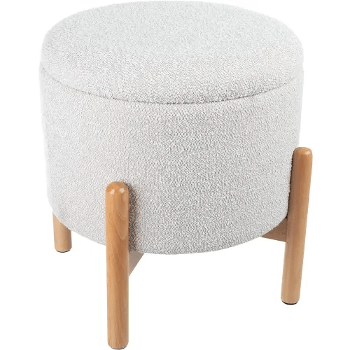 Lavish Home Storage Ottoman-Multipurpose Round Footrest or Organizer with Removable Top for Living Room, Dorm, or Apartment, Small, Gray