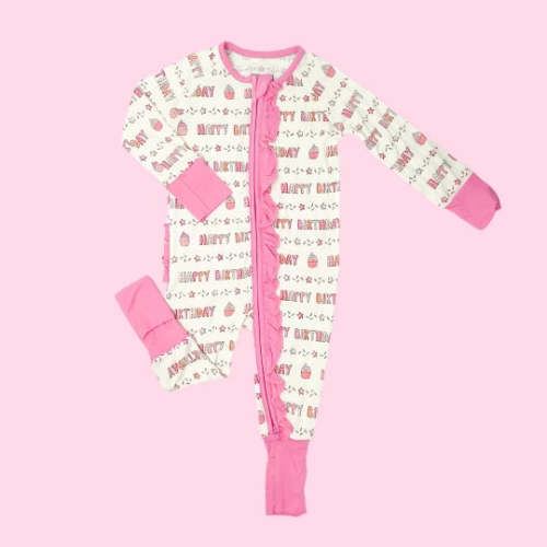 Pink Cupcake Ruffle Romper