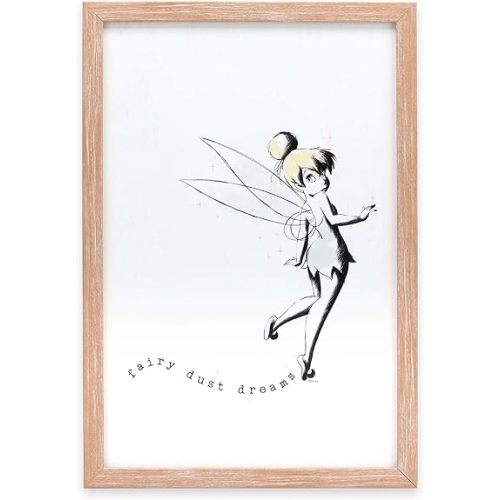 Disney Tinker Bell Fairy Dust Dreams Framed Wood Wall Decor - Vintage Tinker Bell Wall Art for Home Decorating