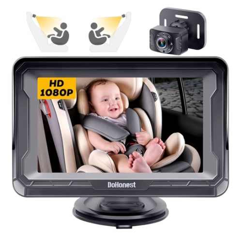 DoHonest Baby Car Camera HD 1080P - Rear-Facing Car Baby Monitor with Night Vision, Adjustable View Angle, Easy Setup, Anti-Glare Display, Safety for Kids & Infants