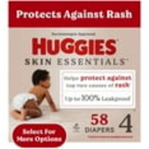 Huggies Skin Essentials Baby Diapers, Size 4 (22-37 lbs), 58 Ct (Select for More Options)