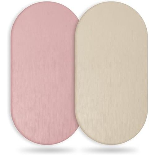 Yoofoss Baby Bassinet Sheets Girl Boy, 33''X17'' Muslin Bassinet Sheet 2 Pack Bassinet Mattress Sheets Fit for Rectangle, Round, Oval, Hourglass Mattress, Cotton Soft Breathable