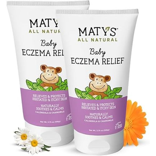 Matys Baby Eczema Cream, Relieves & Protects Dry Itchy Sensitive Skin from Flare Ups, Steroid Free, Safe for Kids & Babies 3 Months + with Colloidal Oatmeal, Calendula, Lavender, 2 Pack, 3.75 oz each
