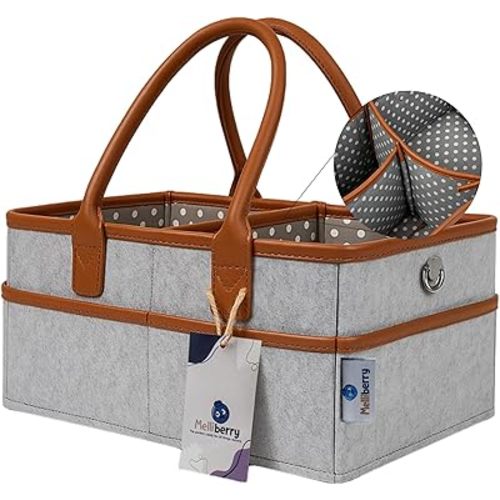 Baby Diaper Caddy Changing Table Organizer - Baby Basket Diaper Caddy Organizer with Handle - Basket for Nursery with Changing Pads & Storage