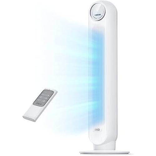 Dreo Nomad One Tower Fan with Remote, 24ft/s Velocity Quiet Cooling Fan, 90° Oscillating Fan with 4 Speeds, 4 Modes, 8H Timer, Bladeless Fan, Standing Floor Fans, White