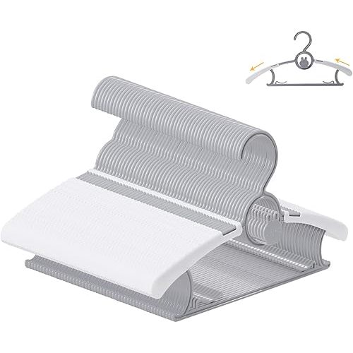 50 Pack Baby Hangers, Non-Slip Kids Hangers, 11"-14" Adjustable Infant Hanger, Space Saving Plastic Hanger for Girl Boy Toddler Kids Child (Grey)