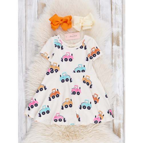 Cream Tractor Swing Dress