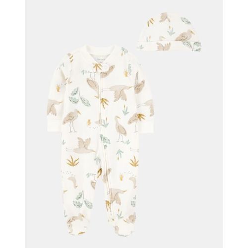 Baby 2-Piece 2-Way Zip Sleep & Play & Headwrap Set - Ivory | Carter's | NB