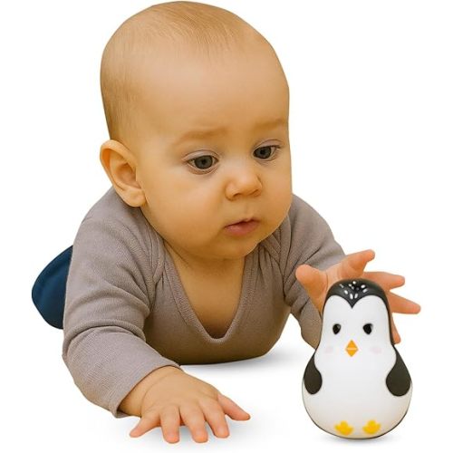 Shumee Montessori Wooden Baby Wobble Toy | Eco-Friendly Roly Poly for Tummy Time & Enhanced Crawling | Gentle Weeble for Motor Skills & Balance | Ideal for Ages 6 Month+