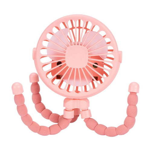Pink Portable USB Rechargeable Silent Mini Fan 3 Speed Adjustable with Lighting Function for Car Seat Stroller
