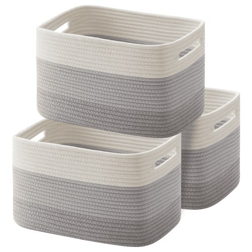 CHERISHGARD Storage Basket, Laundry Basket 3 Pieces, Woven Baskets for Storage for Toys, Towel