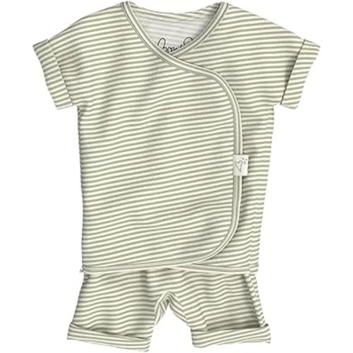 Bonsie Skin to Skin Babywear Romper - Green Striped Baby Short Sleeve - Mint Twist