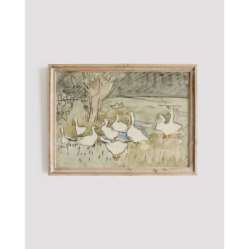 Vintage Nursery Decor | Farmhouse Print | Abstract Duck Art | Farmhouse Nursery Wall Art | Animal Illustration