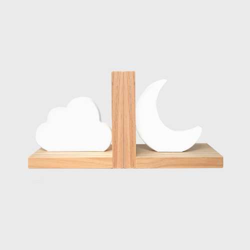 Moon & Cloud Bookends for Kids, Moon Nursery Decor, Baby Shower Book Ends, Star Moon Bookend Gift