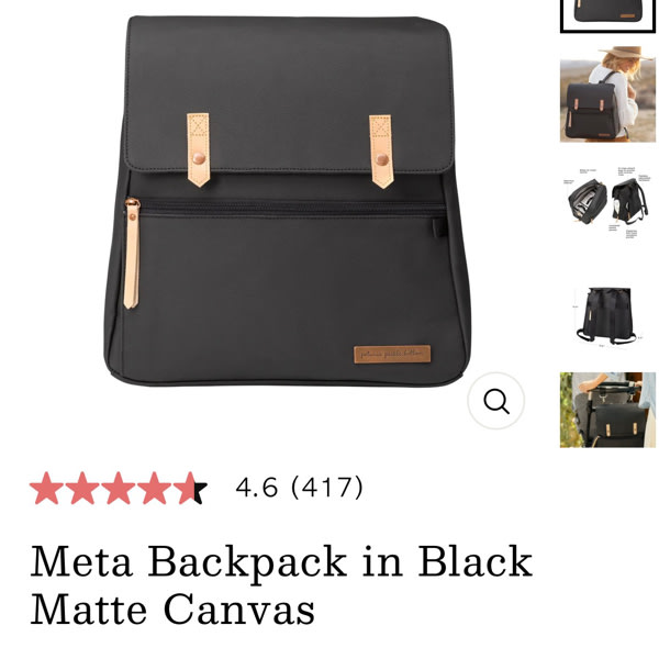 Meta Backpack in Black Matte Canvas