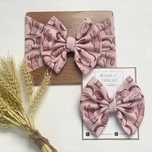 Western Baby Bow | Rodeo Girl Bow | Cowgirl toddler Bow | Rodeo baby Outfit | Cactus bow| Cow print Bow | Western hair bow | Boho Western
