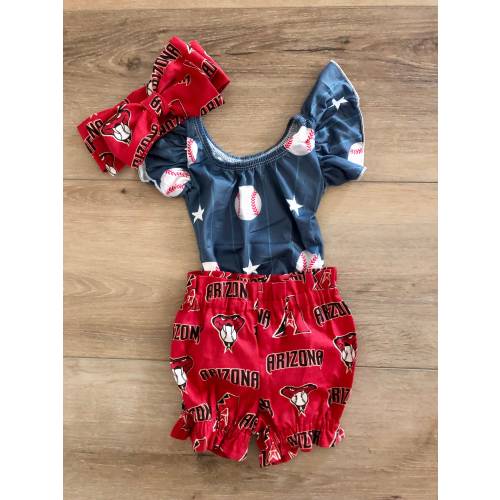 Arizona Diamondbacks Inspired Baseball Leotard Little Baby Girl Headwrap Headbands Headband Toddler Bows Big Bow Headwraps Bummies Shorts