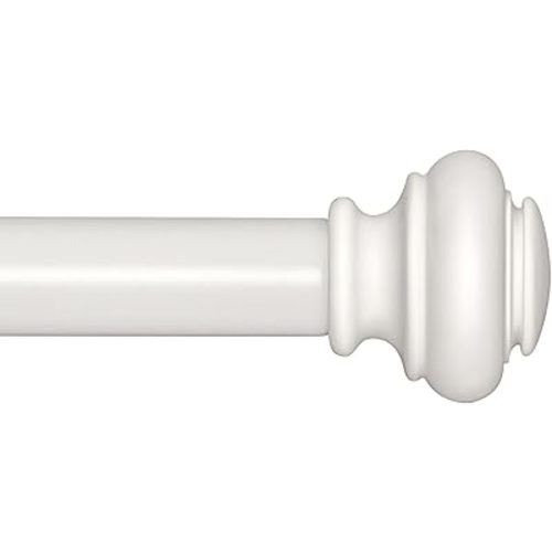 Heavy Duty Curtain Rods for Windows 48 to 84 Inches, 1 Inch White Curtain Rods for Bedroom, Living Room, Patio, Kitchen, Adjustable Curtain Rods with Classic Finials, White Finishing