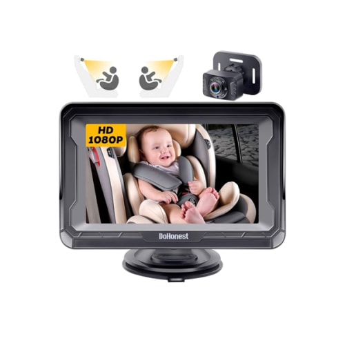 DoHonest Baby Car Camera HD 1080P - Rear-Facing Car Baby Monitor with Night Vision, Adjustable View Angle, Easy Setup, Anti-Glare Display, Safety for Kids & Infants