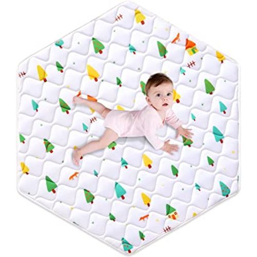 Premium Foam Baby Hexagon Mat 52" X 45", Thick One-Piece Crawling Mat, Odorless BabyMat Floor Mat, Non-Slip Cushioned Baby Playmat for Infants,Babies,Toddlers. Machine Washable for Easy Care.