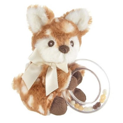 Bearington Baby Lil' Willow Plush Fawn Shaker Toy Ring Rattle, 5 inches