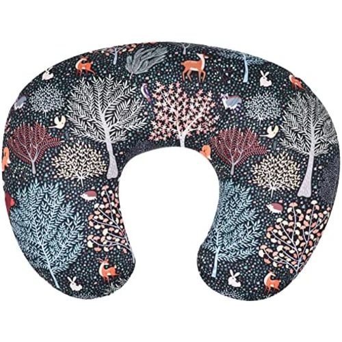 Baby Nursing Pillow Cover, Woodland Breastfeeding Pillow Slipcover Girls, Nursing Pillow Case for Newborn, Soft Fabric Fits Snug On Infant, Washable & Breathable, Animals Deer Rabbit
