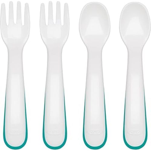 OXO Tot Plastic Fork & Spoon Multipack - Teal , 4 Piece Set (Pack of 1)