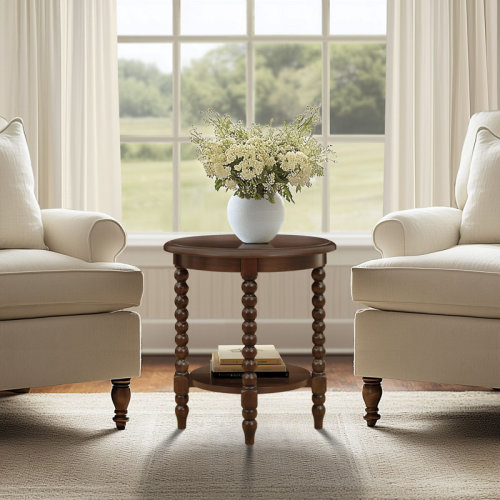 Martha Stewart Philippe Round End Table With Shelf & Reviews | Wayfair